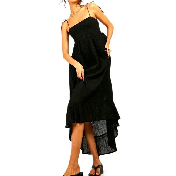 Boohoo | Dresses | Summer Festival Beach Sleeveless Shirred Top High Low  Ruffle Hem Dress | Poshmark